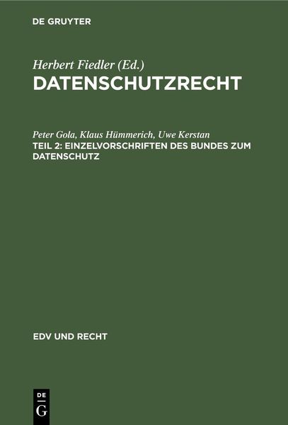 Produktbild: Einzelvorschriften des Bundes zum Datenschutz