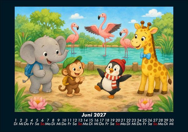 Produktbild: Ein Jahr im Zoo mit Raffi und Freunden 2027 Fotokalender DIN A5