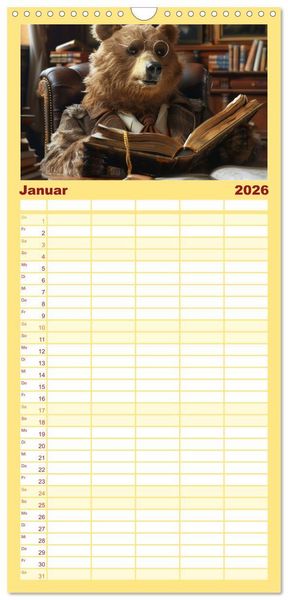 Produktbild: Familienplaner 2026 - B&auml;ren im B&uuml;ro mit 5 Spalten (Wandkalender, 21 x 45 cm) CALVENDO