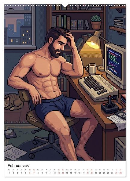 Produktbild: 8-Bit Adonis &ndash; Das Jahr in Pixeln (hochwertiger Premium Wandkalender 2027 DIN A2 hoch), Kunstdruck in Hochglanz