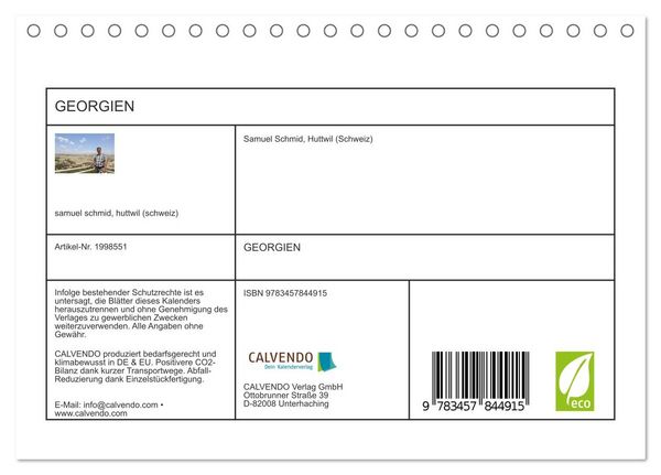 Produktbild: GEORGIEN (Tischkalender 2026 DIN A5 quer), CALVENDO Monatskalender