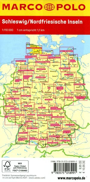 Produktbild: MARCO POLO Freizeitkarte 1 Schleswig, Nordfriesische Inseln 1:110.000