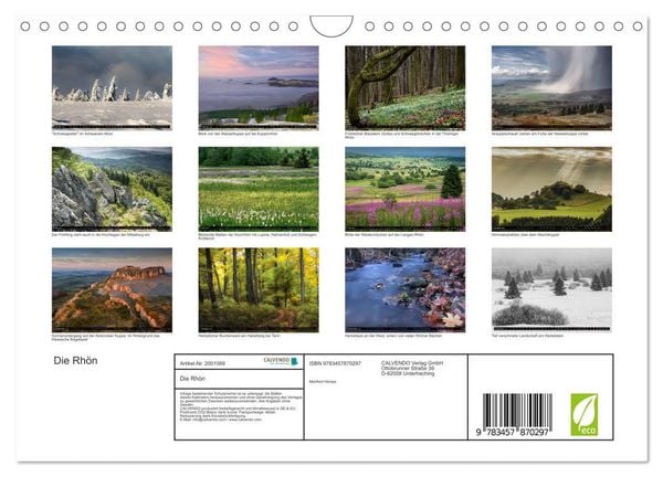 Produktbild: Die Rh&ouml;n (Wandkalender 2026 DIN A4 quer), CALVENDO Monatskalender