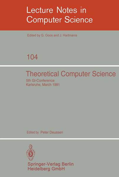 Theoretical Computer Science, Taschenbuch von P. Deussen, Springer Berlin, 9783540105763