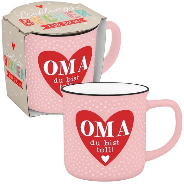 Produktbild: Becher in Emailloptik "Oma du bist toll!"