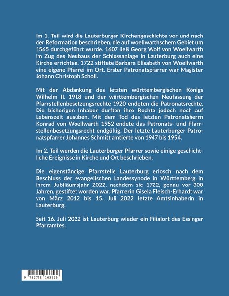 Produktbild: Kirche und Pfarrer im ehemals woellwarthschen Lauterburg
