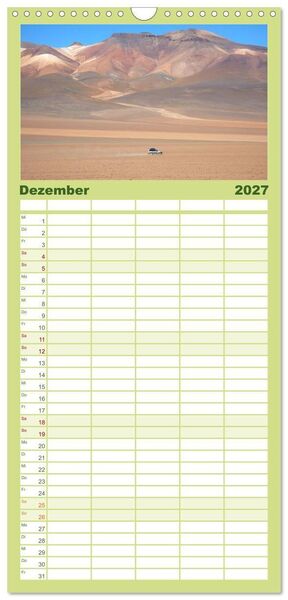 Produktbild: Familienplaner 2027 - Bolivien - Die geheime Perle S&uuml;damerikas mit 5 Spalten (Wandkalender, 21 x 45 cm) CALVENDO
