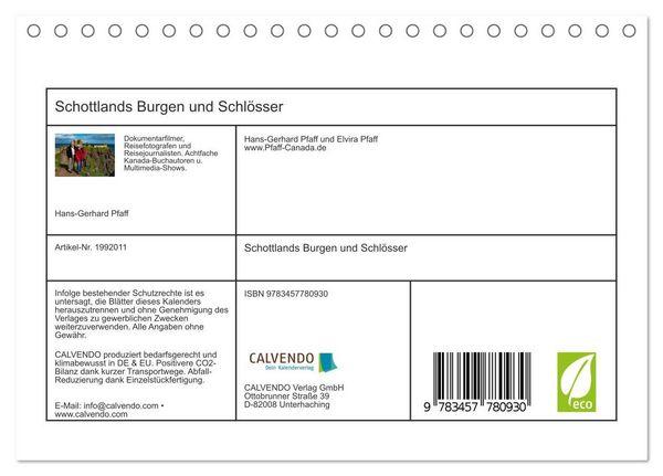 Produktbild: Schottlands Burgen und Schl&ouml;sser (Tischkalender 2026 DIN A5 quer), CALVENDO Monatskalender