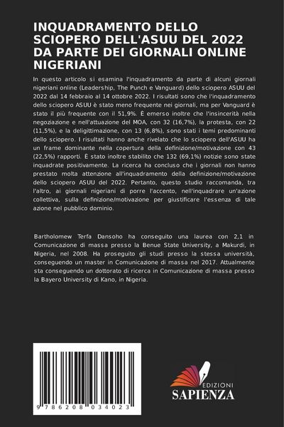 Produktbild: Inquadramento Dello Sciopero Dell'asuu Del 2022 Da Parte Dei Giornali Online Nigeriani