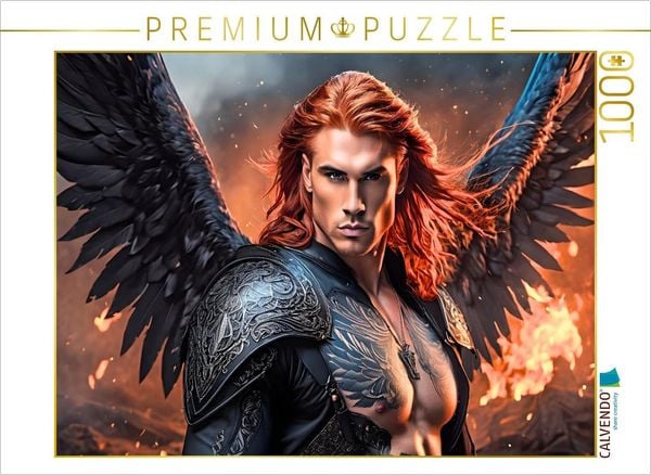 CALVENDO Puzzle Engel Raphael kämpft im Feuer gegen das Böse | 1000 Teile Lege-Größe 64x48cm Foto-Puzzle für glückliche Stunden