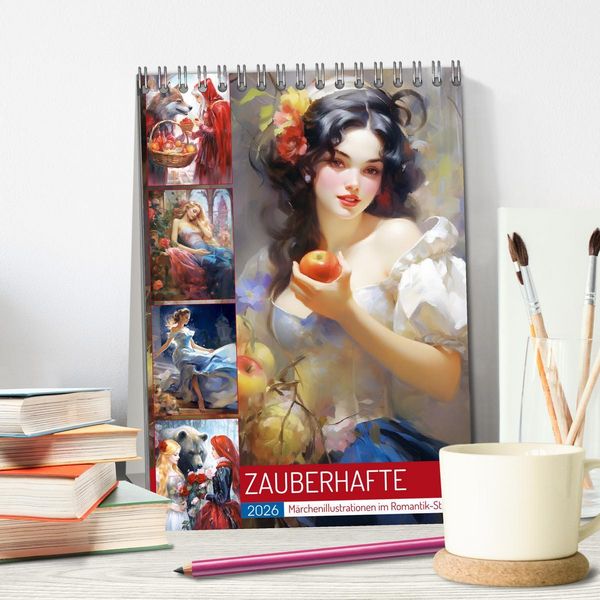 Produktbild: Zauberhafte M&auml;rchenillustrationen im Romantik-Stil (Tischkalender 2026 DIN A5 hoch), CALVENDO Monatskalender