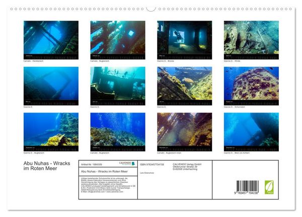 Produktbild: Abu Nuhas - Wracks im Roten Meer (hochwertiger Premium Wandkalender 2026 DIN A2 quer), Kunstdruck in Hochglanz