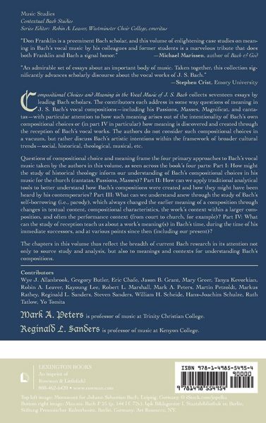 Produktbild: Compositional Choices and Meaning in the Vocal Music of J. S. Bach