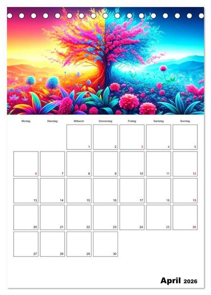 Produktbild: Neonlicht Familienplaner (Tischkalender 2026 DIN A5 hoch), CALVENDO Monatskalender