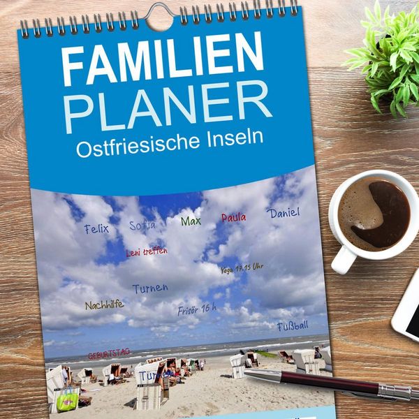 Produktbild: Familienplaner 2026 - Ostfriesische Inseln mit 5 Spalten (Wandkalender, 21 x 45 cm) CALVENDO