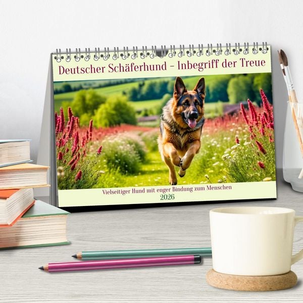 Produktbild: Deutscher Sch&auml;ferhund - Inbegriff der Treue (Tischkalender 2026 DIN A5 quer), CALVENDO Monatskalender