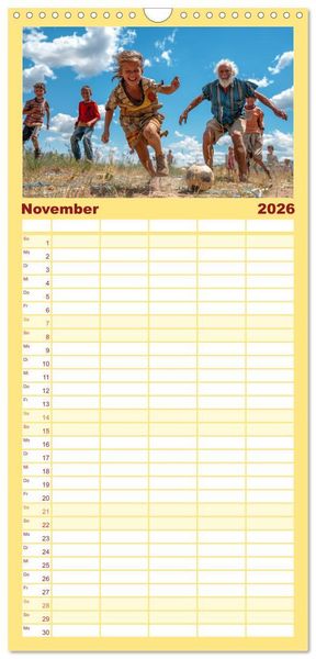 Produktbild: Familienplaner 2026 - Fu&szlig;ball im Blut mit 5 Spalten (Wandkalender, 21 x 45 cm) CALVENDO