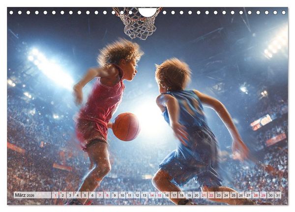 Produktbild: Basketball - Kids in Action (Wandkalender 2026 DIN A4 quer), CALVENDO Monatskalender