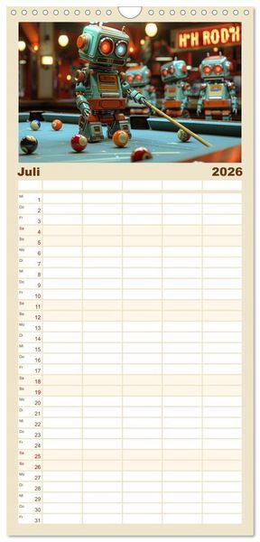 Produktbild: Familienplaner 2026 - Neues aus dem Roboter Sport Club mit 5 Spalten (Wandkalender, 21 x 45 cm) CALVENDO