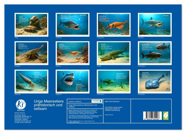 Produktbild: Urige Meerestiere pr&auml;historisch und seltsam (Wandkalender 2026 DIN A3 quer), CALVENDO Monatskalender