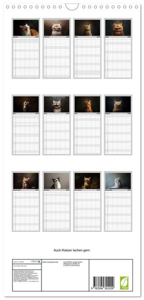 Produktbild: Familienplaner 2027 - Auch Katzen lachen gern mit 5 Spalten (Wandkalender, 21 x 45 cm) CALVENDO
