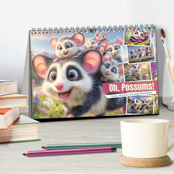 Produktbild: Oh, Possums! Cartoon-Abenteuer mit lustigen Beutelratten (Tischkalender 2026 DIN A5 quer), CALVENDO Monatskalender