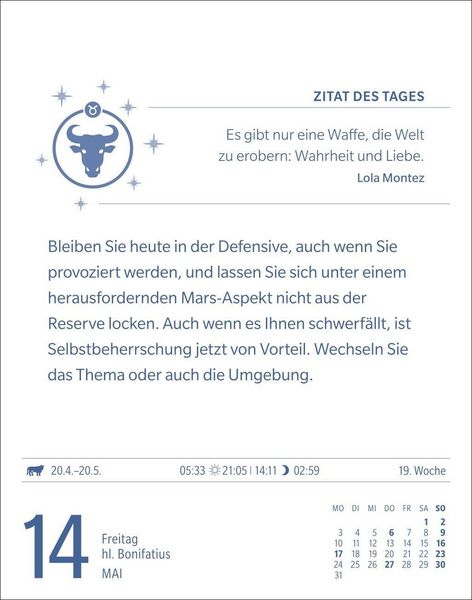 Produktbild: Stier Sternzeichenkalender 2027 - Tagesabrei&szlig;kalender - Ihr Horoskop f&uuml;r jeden Tag