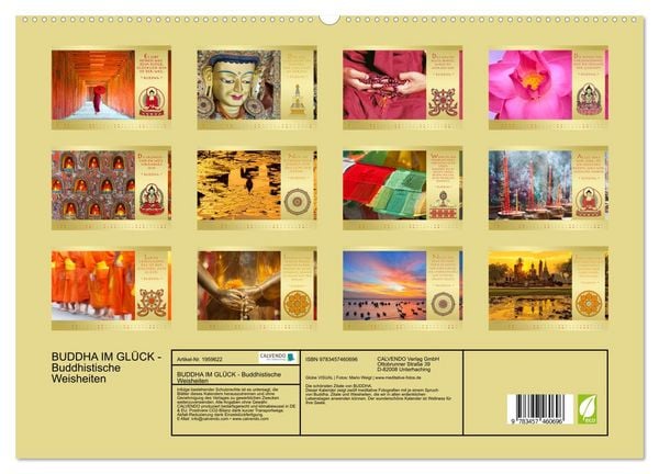 Produktbild: BUDDHA IM GL&Uuml;CK - Buddhistische Weisheiten (hochwertiger Premium Wandkalender 2026 DIN A2 quer), Kunstdruck in Hochglanz