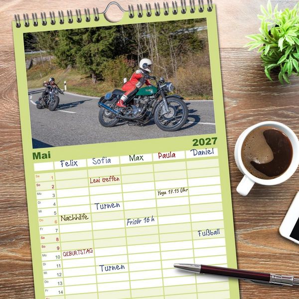Produktbild: Familienplaner 2027 - Motorr&auml;der am Jochpass mit 5 Spalten (Wandkalender, 21 x 45 cm) CALVENDO