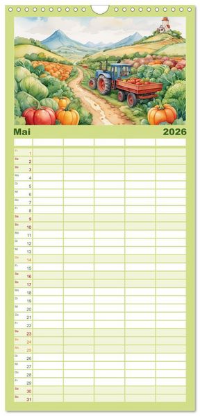 Produktbild: Familienplaner 2026 - Gem&uuml;siges - Reise ins Land des Gem&uuml;ses mit 5 Spalten (Wandkalender, 21 x 45 cm) CALVENDO