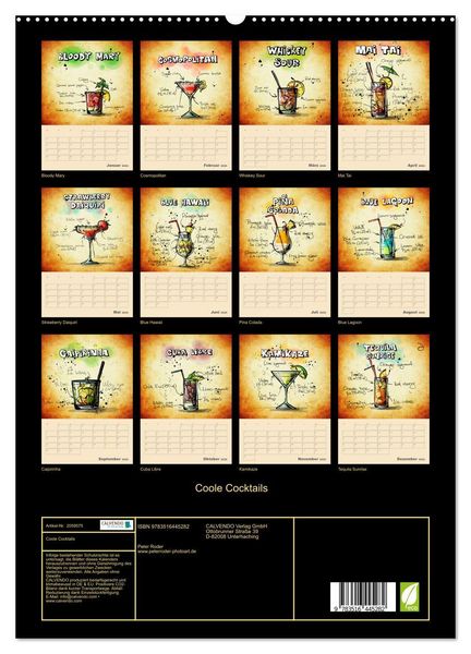 Produktbild: Coole Cocktails (hochwertiger Premium Wandkalender 2026 DIN A2 hoch), Kunstdruck in Hochglanz