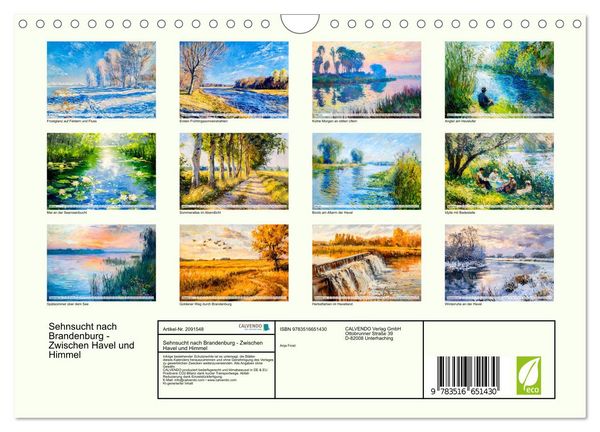 Produktbild: Sehnsucht nach Brandenburg - Zwischen Havel und Himmel (Wandkalender 2026 DIN A4 quer), CALVENDO Monatskalender