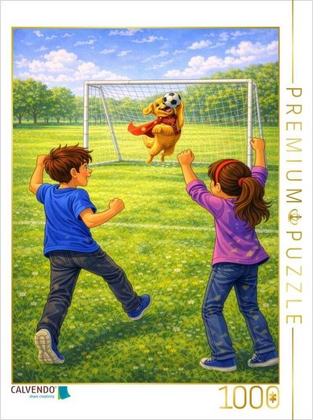 CALVENDO Puzzle Der Pfoten-Torwart | 1000 Teile Lege-Größe 64 × 48 cm Foto-Puzzle für glückliche Stunden