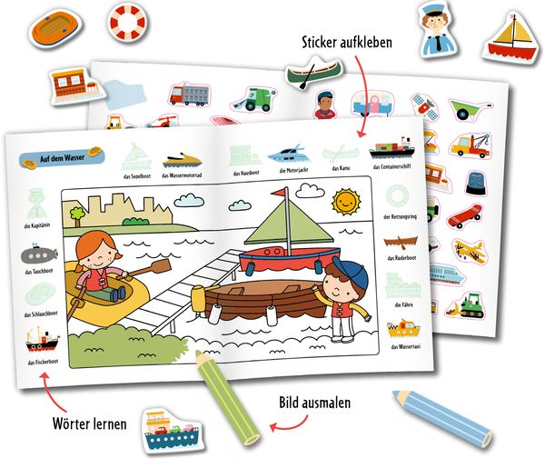 Produktbild: Mein 1. Sticker-Malbuch: Fahrzeuge - Mini-Künstler