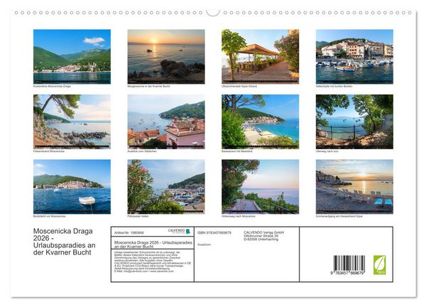 Produktbild: Moscenicka Draga 2026 - Urlaubsparadies an der Kvarner Bucht (hochwertiger Premium Wandkalender 2026 DIN A2 quer), Kunstdruck in Hochglanz