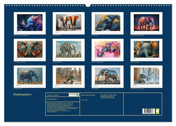 Produktbild: Elefantastisch (Wandkalender 2026 DIN A2 quer), CALVENDO Monatskalender