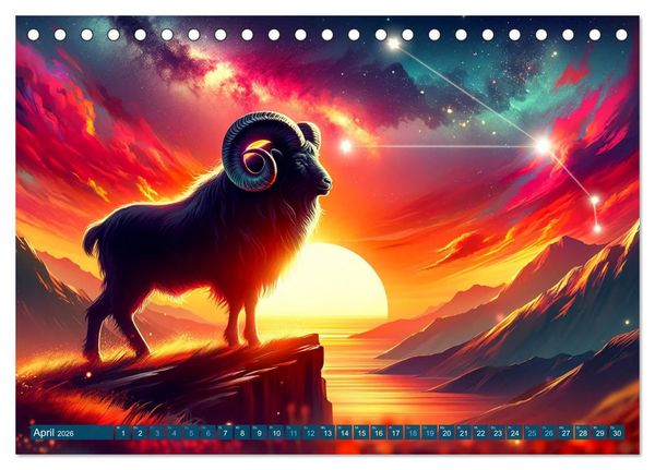 Produktbild: Kosmische Sinfonie: Der Tanz der Sternzeichen (Tischkalender 2026 DIN A5 quer), CALVENDO Monatskalender