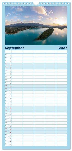 Produktbild: Familienplaner 2027 - Der wundersch&ouml;ne Faaker See in K&auml;rnten mit 5 Spalten (Wandkalender, 21 x 45 cm) CALVENDO