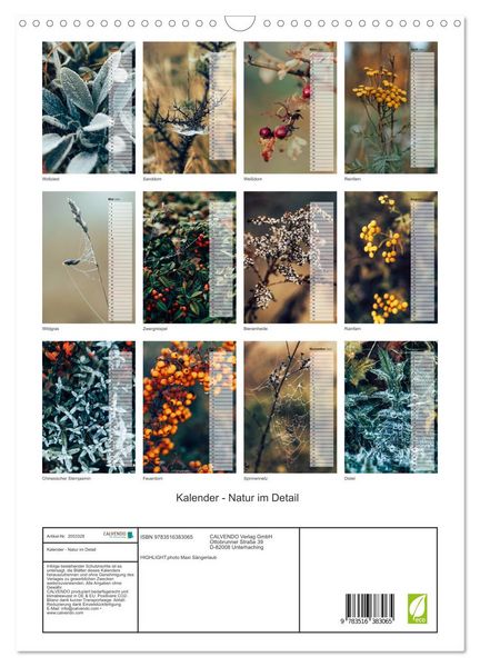 Produktbild: Kalender - Natur im Detail (Wandkalender 2026 DIN A3 hoch), CALVENDO Monatskalender