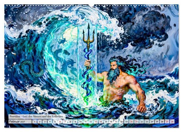 Produktbild: G&ouml;tter der Elemente - Griechische Mythologie Kunstkalender (hochwertiger Premium Wandkalender 2027 DIN A2 quer), Kunstdruck in Hochglanz