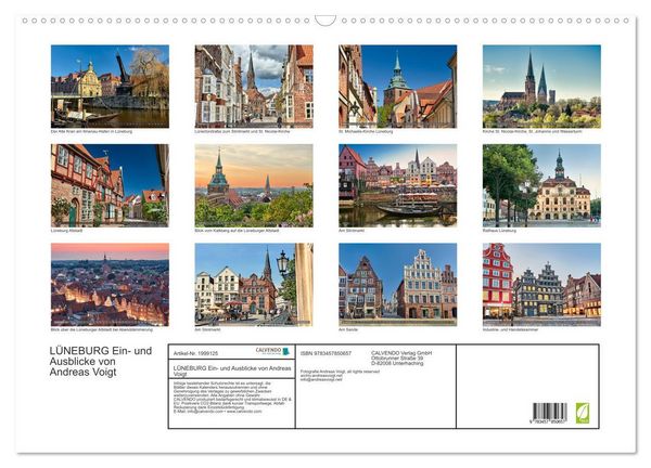 Produktbild: L&Uuml;NEBURG Ein- und Ausblicke von Andreas Voigt (Wandkalender 2026 DIN A2 quer), CALVENDO Monatskalender