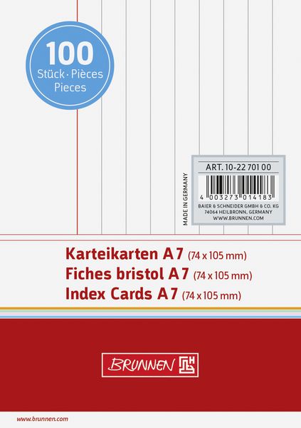 Produktbild: Brunnen Karteikarte A7 lin ws 100St