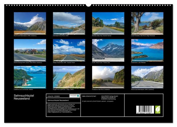Produktbild: Sehnsuchtsziel Neuseeland (hochwertiger Premium Wandkalender 2026 DIN A2 quer), Kunstdruck in Hochglanz