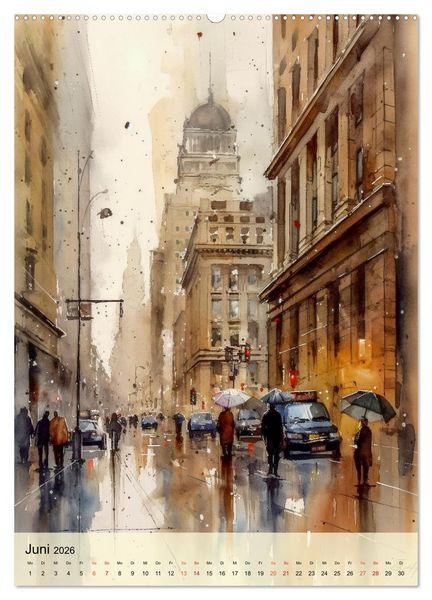 Produktbild: New York - ein Regentag (hochwertiger Premium Wandkalender 2026 DIN A2 hoch), Kunstdruck in Hochglanz