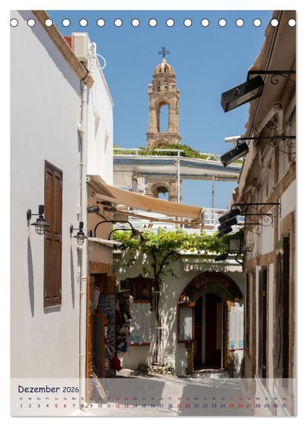 Produktbild: Ein Streifzug durch die Gassen der Insel Rhodos (Tischkalender 2026 DIN A5 hoch), CALVENDO Monatskalender