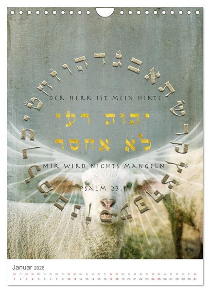 Produktbild: Psalmen Tehilim Hebr&auml;isch - Deutsch (Wandkalender 2026 DIN A4 hoch), CALVENDO Monatskalender