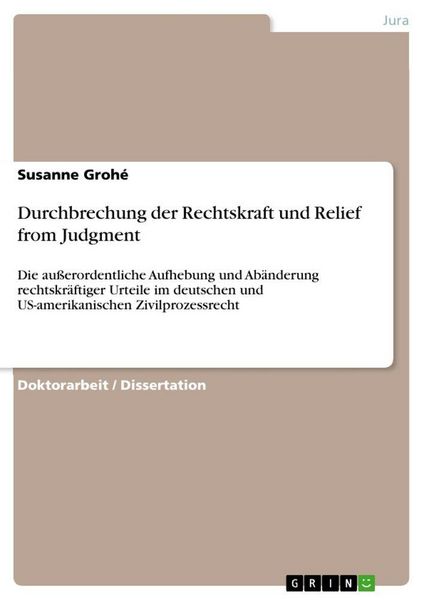 Produktbild: Durchbrechung der Rechtskraft und Relief from Judgment