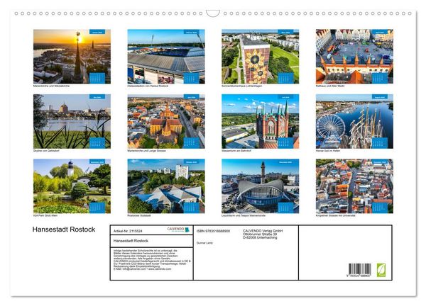Produktbild: Hansestadt Rostock (Wandkalender 2026 DIN A2 quer), CALVENDO Monatskalender