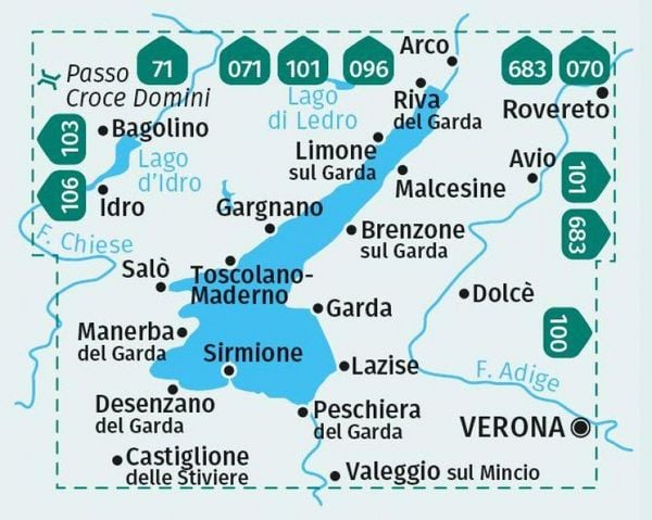 Produktbild: KOMPASS Wanderkarten-Set 697 Gardasee und Umgebung - Lake Garda and its surroundings - Lago di Garda e dintorni (3 Karten) 1:35.000