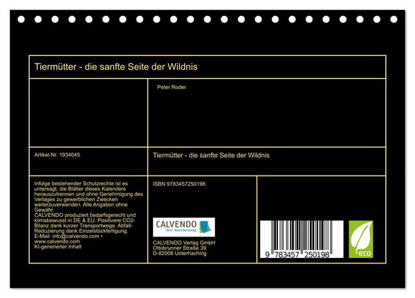 Produktbild: Tierm&uuml;tter - die sanfte Seite der Wildnis (Tischkalender 2026 DIN A5 quer), CALVENDO Monatskalender